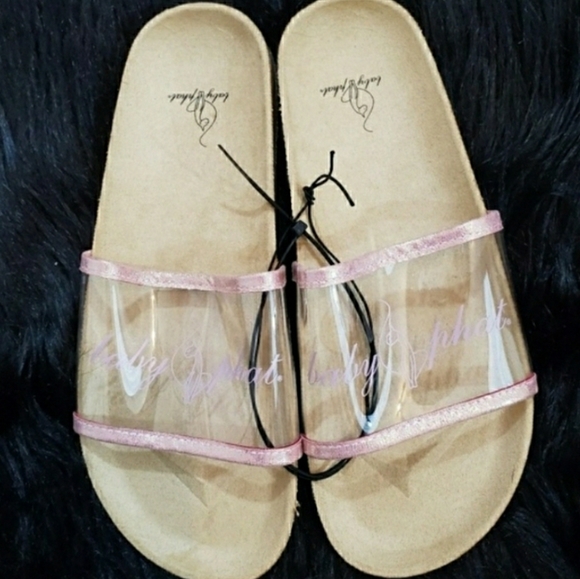 Baby Phat Shoes - Babyphat Clear and glitter pink slides . S…